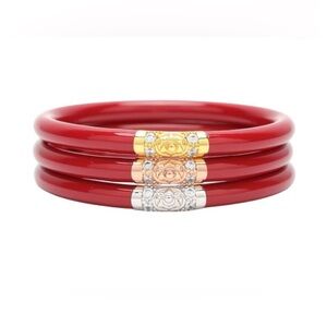 Budhagirl Vibrant Red Bracelets with Metallic Accents